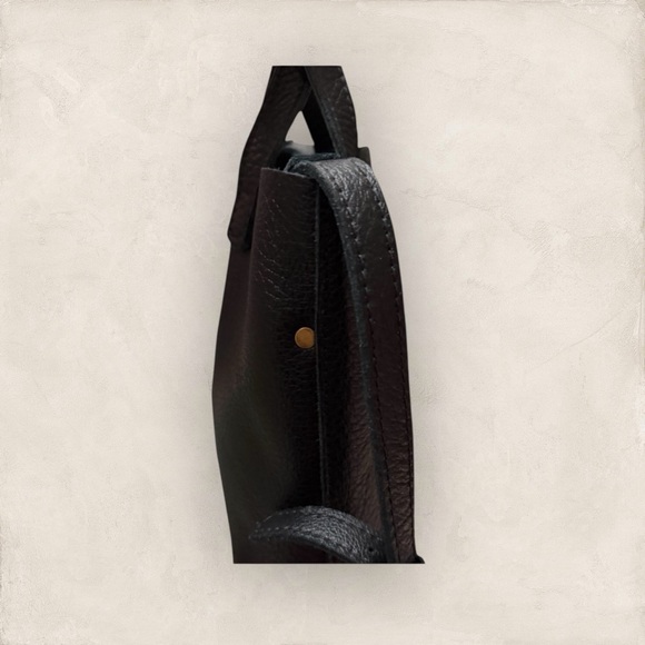 Portland Leather Snap Mini Crossbody Tote in Pebbled Black! - Picture 8 of 8